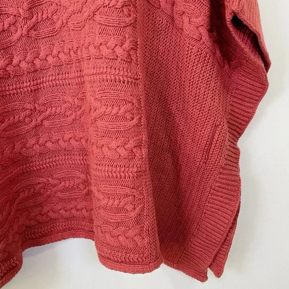 Abercrombie & Fitch Pumpkin Spice Orange Chunky  Cable Knit Poncho Sweater - Picture 9 of 16